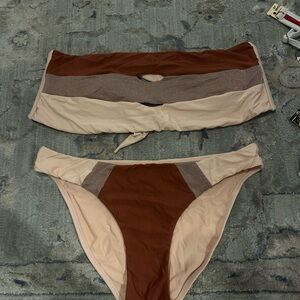 Pilyq Blush Bandeau Bikini Top and Tie Detail